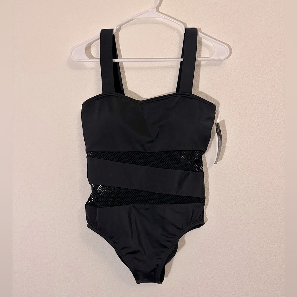 NEW Carmen Marc Valvo Size 12 Black One Piece Swimsuit